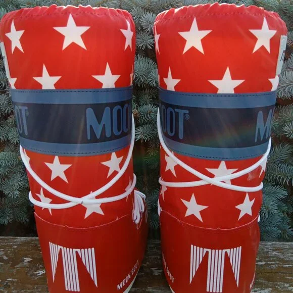 Moon Boot Retro Biker Icon Red With White Stars 35/38 fits US 5 - 7 - Picture 4 of 12